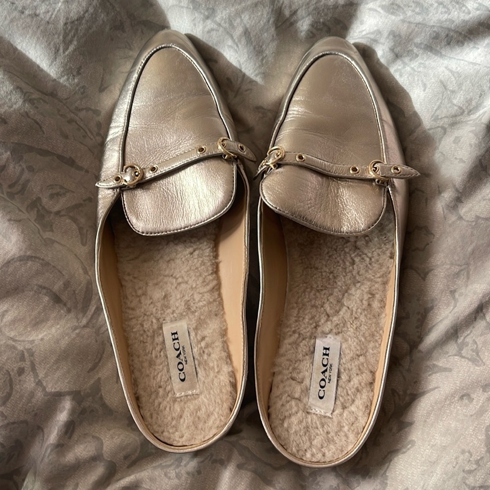 Coach Metallic Slides